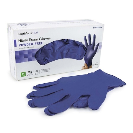 Mckesson Confirderm 3.0, Disposable Gloves, Nitrile, Powder-Free, M, 250 PK, Dark Blue 14-6N34